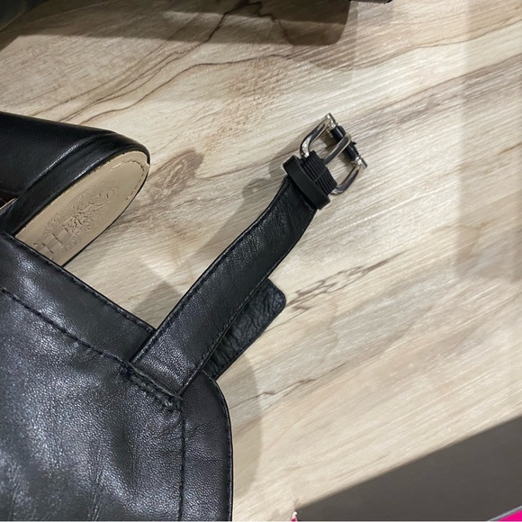 Vince Camuto Black Leather Open Toe Buckle Back Heel, Size 5.5, Good Condition - Picture 13 of 13